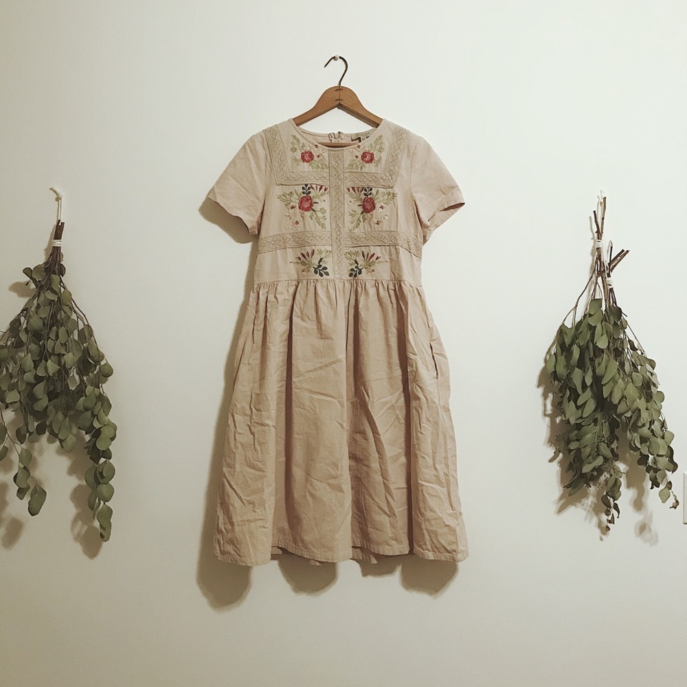 Beautiful peachy cream embroidered dress